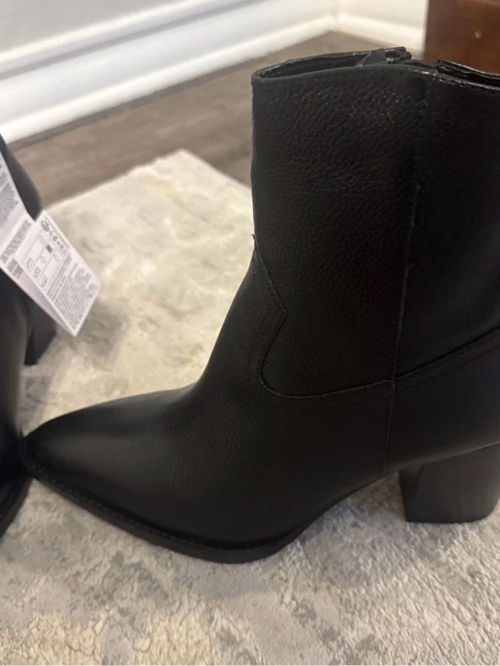 MANGO MNG BLACK FAUX LEATHER POINTED BLOCK HEEL ANKLE BOOTS BOOTIE 40 US 9
